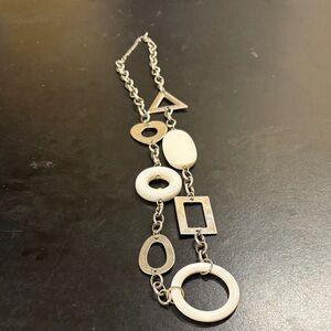 Elegant Silver and White Geometric Necklace